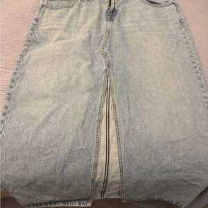 Abercrombie & Fitch Light Blue Jean Skirt with Front Slit